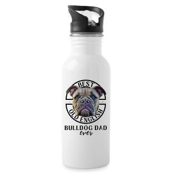 Bulldogge - Bulldog DAD - Bulldoggen Papa - Water bottle with straw - white - Right