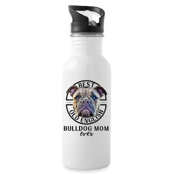 Bulldog -BEST Bulldog MOM ever - Bulldogs Mama - Gourde avec paille intégrée - blanc - Droite