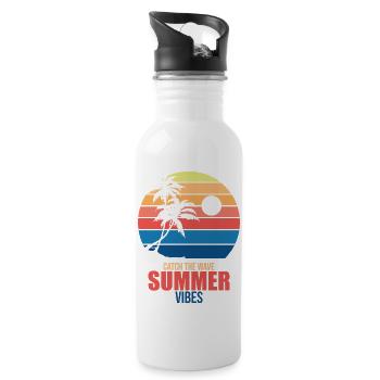 Surfing Surfboard Surfer Wassersport - Trinkflasche mit integriertem Trinkhalm - Weiß - Rechts