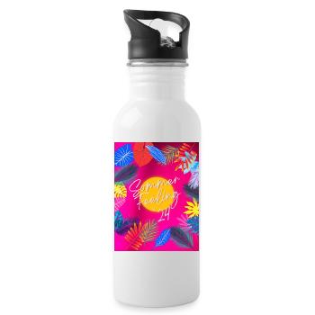 Sommer feeling 24 - Trinkflasche mit integriertem Trinkhalm - Weiß - Rechts