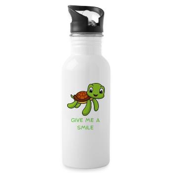 Turtle Love - Trinkflasche mit integriertem Trinkhalm - Weiß - Rechts