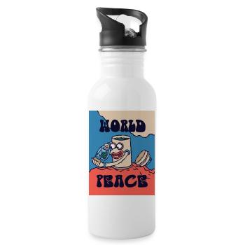 420 World Peace Morning Tea - Water bottle with straw - white - Right