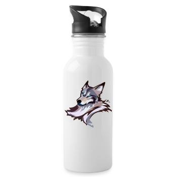 wolf - Water bottle with straw - white - Right