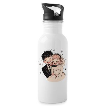 Mariage Mariage Aquarelle Anime Chibi - Gourde avec paille intégrée - blanc - Droite