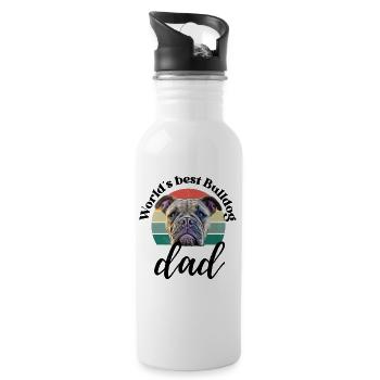 WORLD ́S BEST BULLDOG DAD ... Dog Dogs Bulldog - Water bottle with straw - white - Right