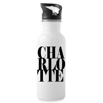 Charlotte Nom Prénom Police moderne Word Art - Gourde avec paille intégrée - blanc - Droite