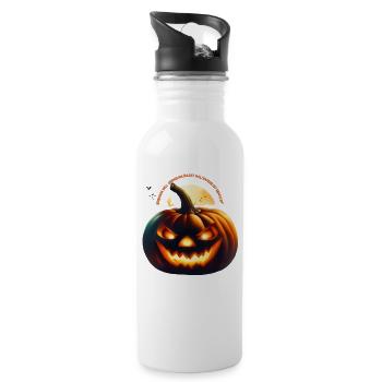 Halloween Kürbis Sprüche Grusel Fledermaus - Trinkflasche mit integriertem Trinkhalm - Weiß - Rechts