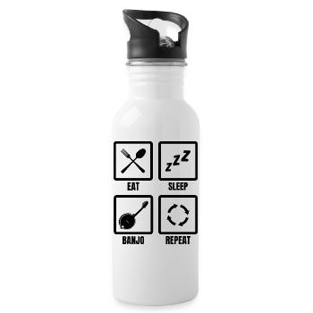 Banjo Player Schedule - Water bottle with straw - white - Right