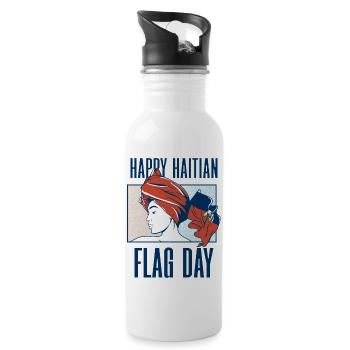 Haiti Haitian Flagge Frau Prinzessin I Geschenk - Trinkflasche mit integriertem Trinkhalm - Weiß - Rechts