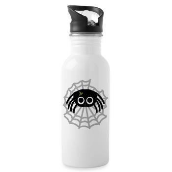 Ich bin eine Spinne! - Trinkflasche mit integriertem Trinkhalm - Weiß - Rechts