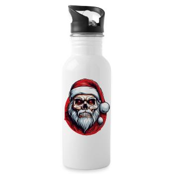Totenkopf Weihnachtsmann - Trinkflasche mit integriertem Trinkhalm - Weiß - Rechts