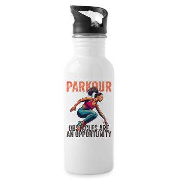 Parkour Obstacles Are An Opportunity - Water bottle with straw - white - Right