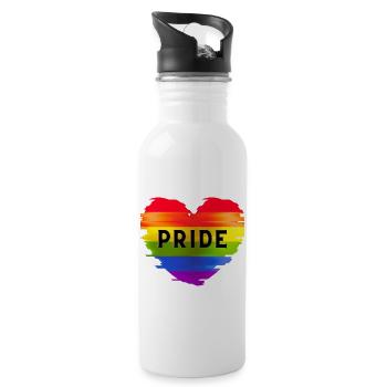 LGBTQ+ Herz - Trinkflasche mit integriertem Trinkhalm - Weiß - Rechts