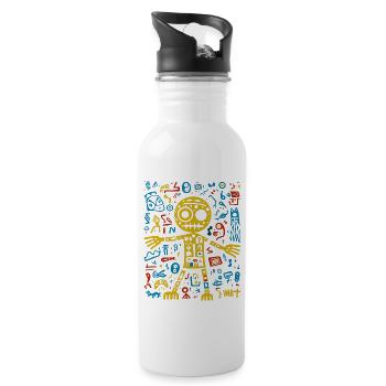 Mummy's Colorful Stride - Water bottle with straw - white - Right