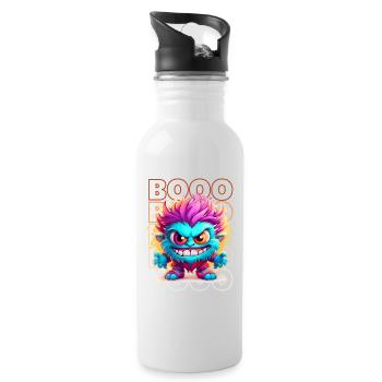 Chibi Howl & Booo! Adorable Werewolf Tee! - Water bottle with straw - white - Right