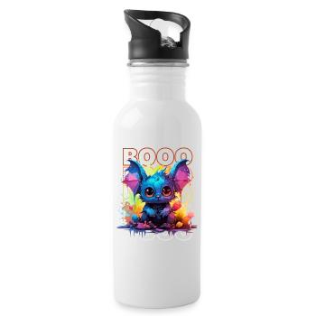 Chibi Flap & Booo! Playful Bat Tee! - Water bottle with straw - white - Right