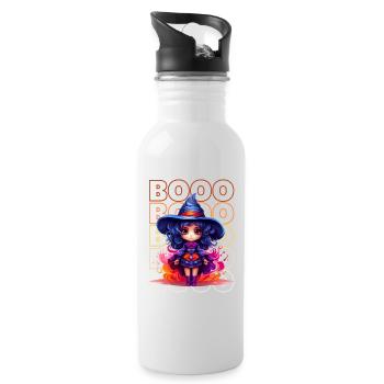 Chibi Brew & Booo! Adorable Witch Tee! - Water bottle with straw - white - Right