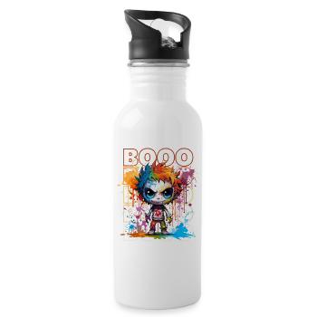 Chibi Dance & Booo! Adorable Skeleton Tee - Water bottle with straw - white - Right