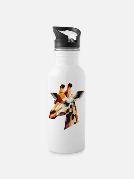 Tête de girafe géométrique - Gourde avec paille intégrée - blanc