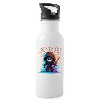 Chibi Swing & Booo! Playful Reaper Tee!" - Water bottle with straw - white - Right