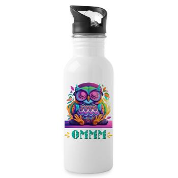 Eule der inneren Ruhe, das Meditative T-Shirt - Trinkflasche mit integriertem Trinkhalm - Weiß - Rechts