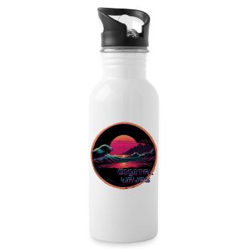 Digital Waves - Water bottle with straw - white - Right