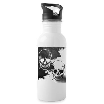Smoking Skeletton - Trinkflasche mit integriertem Trinkhalm - Weiß - Rechts