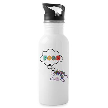 einhorn essen traum - Trinkflasche mit integriertem Trinkhalm - Weiß - Rechts
