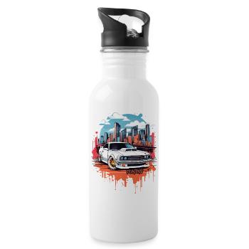 Tuning Auto, Motorsport - Trinkflasche mit integriertem Trinkhalm - Weiß - Rechts