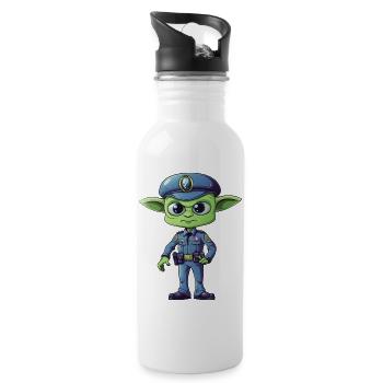Police Alien - Water bottle with straw - white - Right