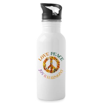 LOVE PEACE & HARMONY - Trinkflasche mit integriertem Trinkhalm - Weiß - Rechts