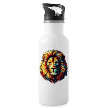 Lion - Water bottle with straw - white - Right