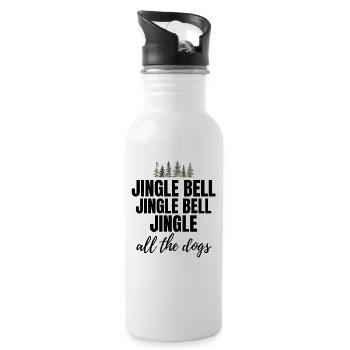 Dog Dogs Christmas - Funny Christmas Saying - Water bottle with straw - white - Right