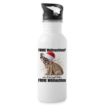 Französische Bulldogge Bully Frenchie Hund Hunde - Trinkflasche mit integriertem Trinkhalm - Weiß - Rechts