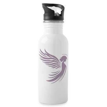 Un ange avec des ailes et une silhouette de halo - Gourde avec paille intégrée - blanc - Droite