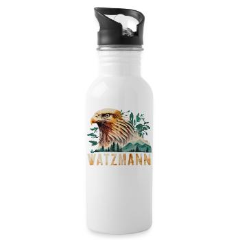 Watzmann Steinadler Bartgeier Souvenirs - Trinkflasche mit integriertem Trinkhalm - Weiß - Rechts