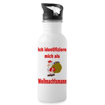 Weihnachtsmann Identität - Version 1 - Trinkflasche mit integriertem Trinkhalm - Weiß - Rechts