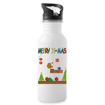Merry xmas World-Weihnachten-Retro Style Vers.1 - Trinkflasche mit integriertem Trinkhalm - Weiß - Rechts