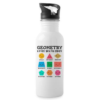 Geometry keeps you in shape, geometric shapes - Water bottle with straw - white - Right