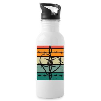 Stchelwire heart - Water bottle with straw - white - Right