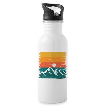 Retro mountagne - Water bottle with straw - white - Right
