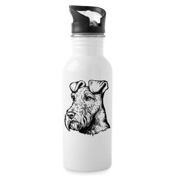 Irish Terrier Mailo 2023 Portrait - Trinkflasche mit integriertem Trinkhalm - Weiß - Rechts