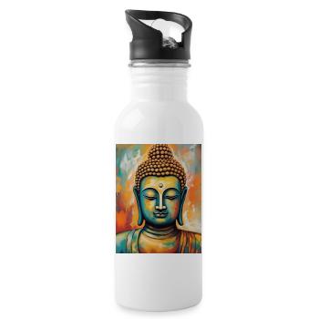 Buddha - Trinkflasche mit integriertem Trinkhalm - Weiß - Rechts