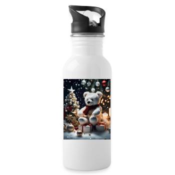Teddy wishes you a Merry Christmas - Water bottle with straw - white - Right