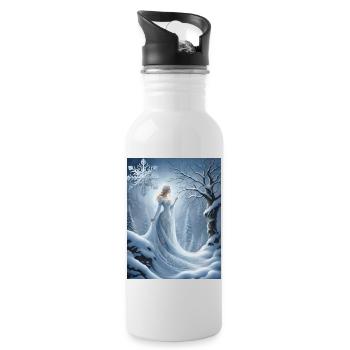 Die jüngste Tochter des Winters heißt Snow - Trinkflasche mit integriertem Trinkhalm - Weiß - Rechts