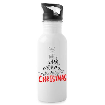 Merry Christmas - Trinkflasche mit integriertem Trinkhalm - Weiß - Rechts