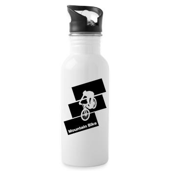 Logo Moutain Bike carré noir - Gourde avec paille intégrée - blanc - Droite