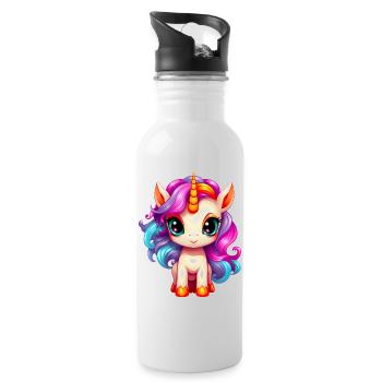 Bébé licorne - Gourde avec paille intégrée - blanc - Droite