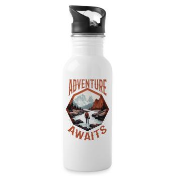 Adventure awaits. - Water bottle with straw - white - Right