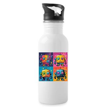 Playful Bot: A Pop Art, Fusion Robot. - Water bottle with straw - white - Right